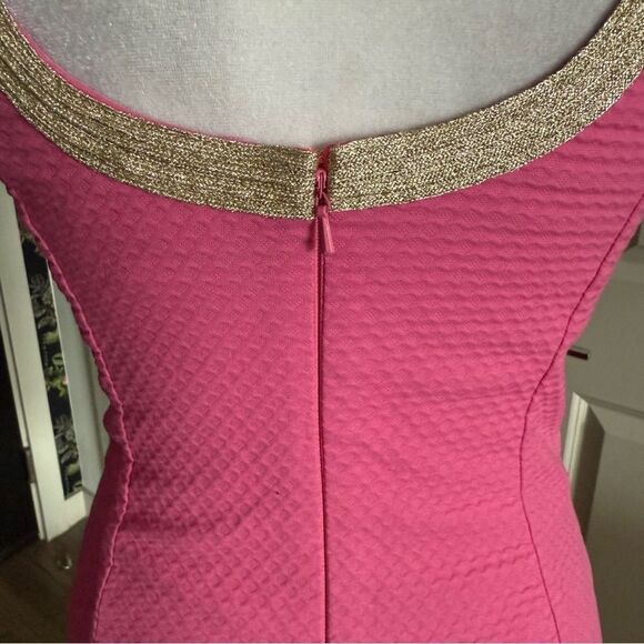 Lily Pulitzer Janice Shift Dress in Pink with Gold Detail Size 00 - Picture 2 of 8